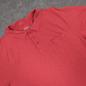 L.L.Bean Men's XL Red Cotton Short Sleeve Polo Shirt with Pocket Casual